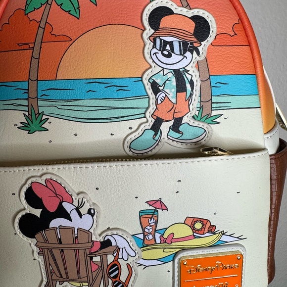 Disney Loungefly Mickey & Minnie Summer At The Beach Mini Backpack - Picture 2 of 11